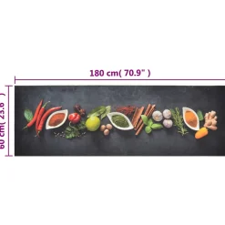 Vidaxl Tapis de cuisine lavable impression d épices 60x180 cm velours* Tapis Pour Cuisine