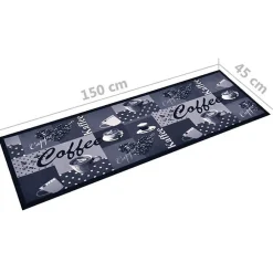 Vidaxl Tapis de sol de cuisine lavable Bleu café 45x150 cm* Tapis Pour Cuisine