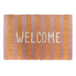 Ornami Tapis d'entrée antidérapant en fibre de coco " Welcome " rayures roses L.60 x l.40cm* Tapis D'Entrée Et Paillasson