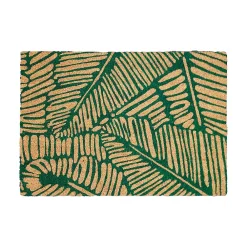 Hot Ornami Tapis d'entrée antidérapant en fibre de coco feuillage vert L.60 x l.40cm