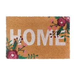 Outlet Ornami Tapis d'entrée antidérapant en fibre de coco fleuri " Home " vert L.60 x l.40cm