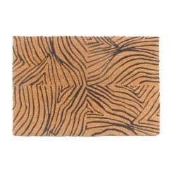 Ornami Tapis d'entrée antidérapant en fibre de coco imprimé ethnique noir L.60 x l.40cm* Tapis D'Entrée Et Paillasson