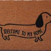 Tapis d'entrée en fibre de coco teckel " welcome to my home " noir et écru L.60 x l.40cm* Tapis D'Entrée Et Paillasson