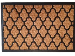 Tapis d'entrée grattoir en caoutchouc et fibre de coco noir et écru L.60 x 40cm* Tapis D'Entrée Et Paillasson