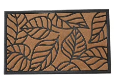 Tapis d'entrée grattoir en caoutchouc feuillage noir et écru L.75 x l.45cm* Tapis D'Entrée Et Paillasson