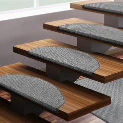 Outlet Floordirekt Tapis d'escalier Sabang Aspect Sisal, Argent, Demi-circulaire 23,5 x 65 cm
