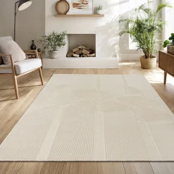Online The Carpet Tapis design salon Moderne Art Curve Durable, Beige clair, 80 x 150 cm - LIMA