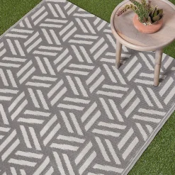 Homescapes Tapis d'extérieur réversible rectangulaire - luna - gris- 120 x 180 cm -* Tapis Extérieur