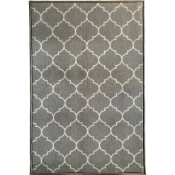 Clearance GoodHome Tapis d'intérieur absorbant imprimé géométrique gris L.90 x l.60 x ep.0,5 cm, Bromberg