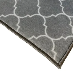 Clearance GoodHome Tapis d'intérieur absorbant imprimé géométrique gris L.90 x l.60 x ep.0,5 cm, Bromberg