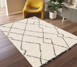 Outlet Balta Tapis d’intérieur décoratif style berbère noir et blanc 230x160 cm