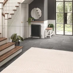 Outlet GoodHome Tapis effet 3D arche Wapiti poils longs L.120 x L.170cm blanc