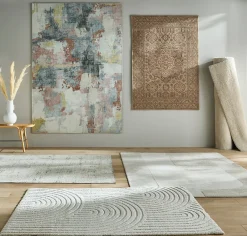 Outlet GoodHome Tapis effet 3D arche Wapiti poils longs L.120 x L.170cm blanc