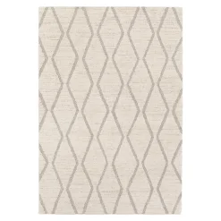 Outlet GoodHome Tapis effet 3D tissé Wapiti poils longs L.120 x L.170cm blanc et gris