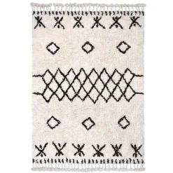 Best Deko & Co Tapis en coton tufté berbère Leia blanc et gris L.230 x l.160cm Deko&co