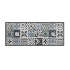 Best IDMarket Tapis en vinyle effet carreaux de ciment noir et blanc 66 x 160 cm