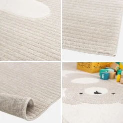 Sweeek Tapis enfant beige / crème 80 x 150cm. tapis intérieur oursons. poils ras*Enfant Tapis Pour Chambre D'Enfant