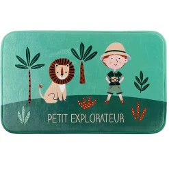 Paris Prix Tapis Enfant "Léo l'Explorateur" 45x75cm Vert*Enfant Tapis Pour Chambre D'Enfant