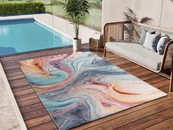 Atticgo Tapis extérieur multicolore rectangulaire abstrait 120x170 cm SAMARA* Tapis Extérieur