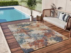 Atticgo Tapis extérieur multicolore rectangulaire vintage 80x150 cm LUNA* Tapis Extérieur