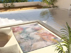 Atticgo Tapis extérieur multicolore rectangulaire abstrait 80x150 cm SAMARA* Tapis Extérieur