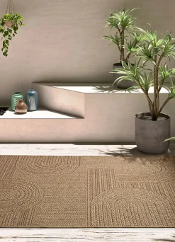 Atticgo Tapis extérieur naturel rectangulaire géométrique effet jute 160x230 cm ACRA* Tapis Extérieur