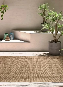 Atticgo Tapis extérieur naturel rectangulaire classique effet jute 120x170 cm ACRA* Tapis Extérieur