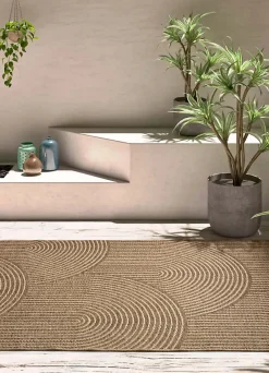 Atticgo Tapis extérieur naturel rectangulaire géométrique effet jute 80x150 cm ACRA* Tapis Extérieur