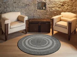 Atticgo Tapis extérieur noir rond intérieur-extérieur diam.120 cm SILVANA* Tapis Extérieur