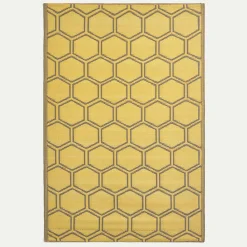 Sale Homescapes Tapis extérieur terrasse réversible - Tapis de jardin imperméable résistant UV - Nid d'abeille - Jaune - 180x120 cm -