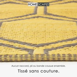 Sale Homescapes Tapis extérieur terrasse réversible - Tapis de jardin imperméable résistant UV - Nid d'abeille - Jaune - 180x120 cm -