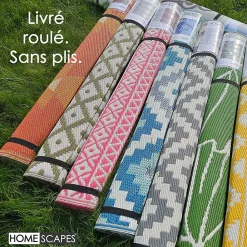 Sale Homescapes Tapis extérieur terrasse réversible - Tapis de jardin imperméable résistant UV - Nid d'abeille - Jaune - 180x120 cm -
