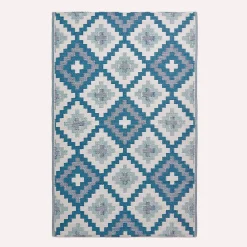 Clearance Homescapes Tapis extérieur terrasse réversible - Tapis de jardin imperméable et résistant UV - Mia - Bleu - 180x270 cm -