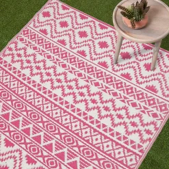 Discount Homescapes Tapis extérieur terrasse réversible - Tapis de jardin imperméable et résistant UV - Tia - Rose - 180x270 cm -