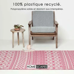 Discount Homescapes Tapis extérieur terrasse réversible - Tapis de jardin imperméable et résistant UV - Tia - Rose - 180x270 cm -