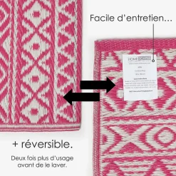 Discount Homescapes Tapis extérieur terrasse réversible - Tapis de jardin imperméable et résistant UV - Tia - Rose - 180x270 cm -