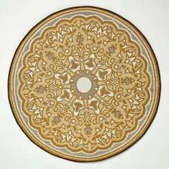 Clearance Homescapes Tapis extérieur terrasse réversible rond - Tapis de jardin imperméable et résistant UV - Rae - Jaune - 180 cm -