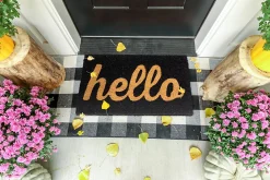 Tapis grattoir d'extérieur caoutchouc floqué welcome noir et écru L.75 x l.45 cm* Tapis D'Entrée Et Paillasson