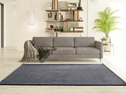 Atticgo Tapis intérieur anthracite rectangulaire uni 80x150 cm CORALINE
