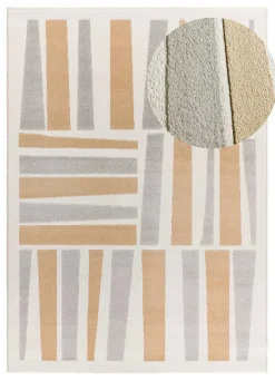 Atticgo Tapis intérieur argent rectangulaire géométrique avec relief 160x230 cm FLORA* Tapis Pour Chambre