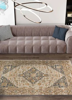 Atticgo Tapis intérieur beige / gris rectangulaire vintage 160x230 cm DELTA* Tapis Pour Salon
