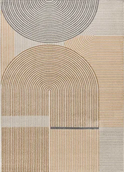 Clearance Atticgo Tapis intérieur beige rectangulaire géométrique 160x230 cm GARDEN