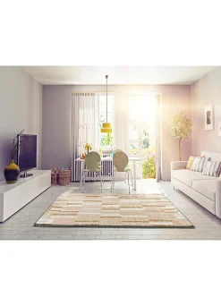 Best Atticgo Tapis intérieur beige rectangulaire shaggy géométrique 160x230 cm SERENE TERRA