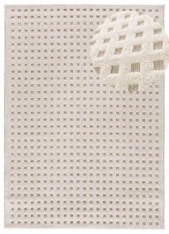 Atticgo Tapis intérieur blanc rectangulaire scandinave avec relief 120x170 cm DIENA* Tapis Persan Et Berbère