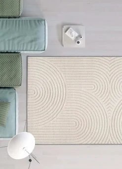 Atticgo Tapis intérieur blanc rectangulaire scandinave avec relief 200x290 cm LINA* Tapis Pour Chambre