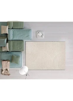 Atticgo Tapis intérieur blanc rectangulaire scandinave avec relief 200x290 cm LINA* Tapis Pour Chambre