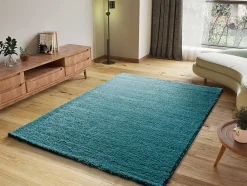 Atticgo Tapis intérieur bleu rectangulaire shaggy uni 190x290 cm ATLAS* Tapis Uni