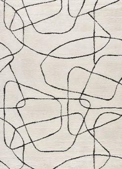 Atticgo Tapis intérieur blanc rectangulaire géométrique 140x200 cm BLANCHE