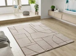 Best Atticgo Tapis intérieur blanc rectangulaire scandinave avec relief 80x150 cm DIENA