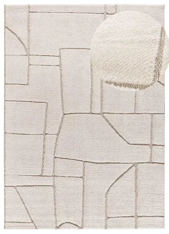 Best Atticgo Tapis intérieur blanc rectangulaire scandinave avec relief 80x150 cm DIENA